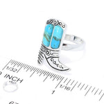 Southwest Elements Sterling Silver Kingman Turquoise Cowboy Boot Ring