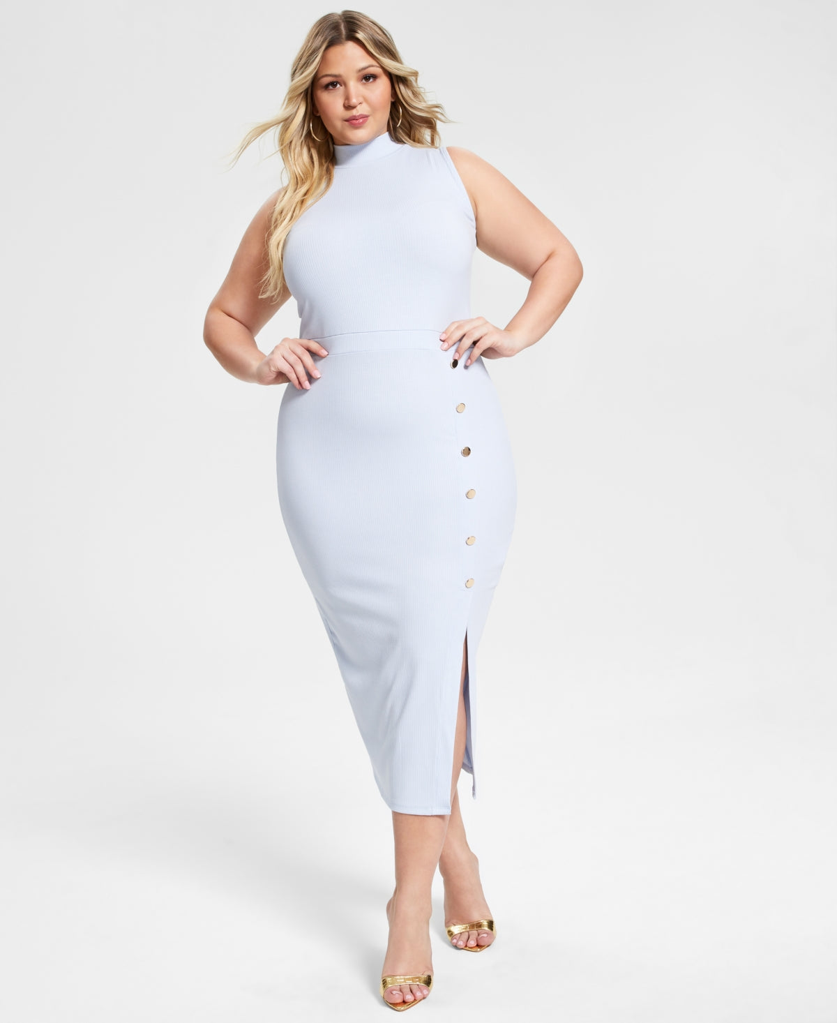 Nina Parker Plus Size Ribbed Midi Dress