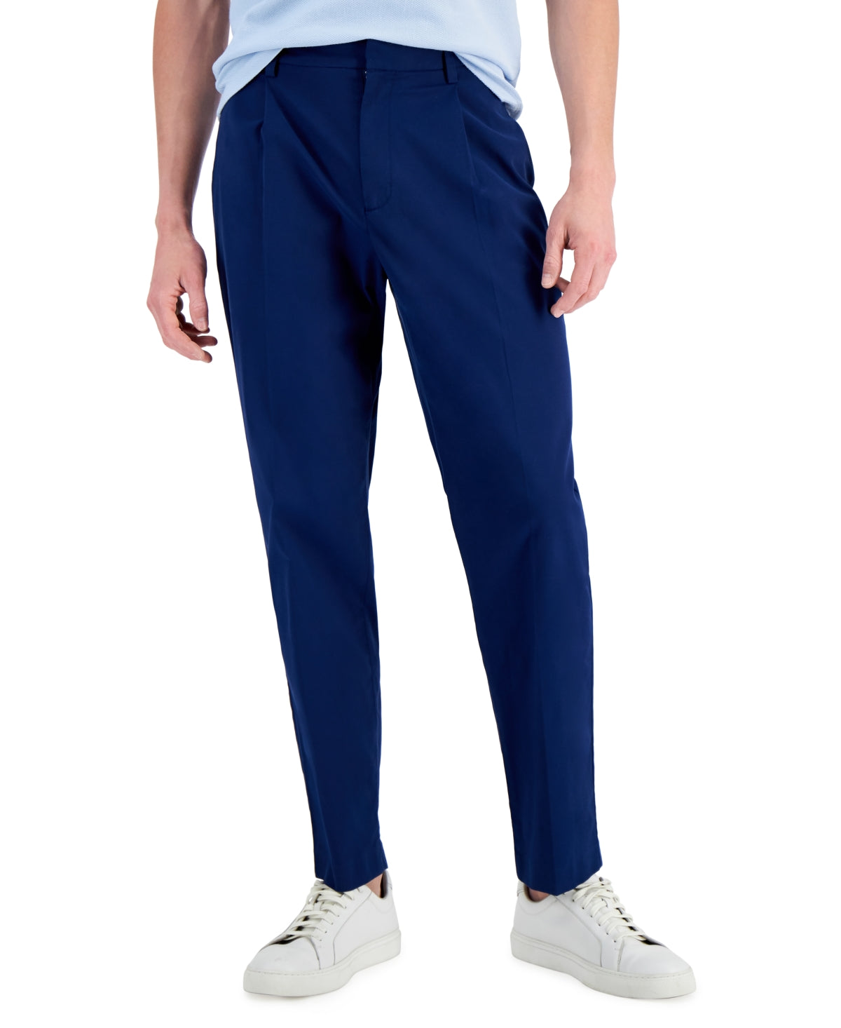Alfani Men's Stretch Pleated Pants - Blazing Navy