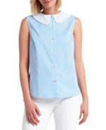 H Halston Sleeveless Lace Collar Blouse