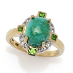 Gem Treasures 10x8mm Sonoran Gold Turquoise & Multi Gemstone Halo Ring