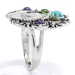 Southwest Elements Sterling Silver Mohave Turquoise Squash Blossom Ring