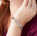 Brilliante Choice of Plating Simulated Diamond Station Bangle Bracelet