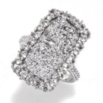 MUSE Sterling Silver 18x9mm Drusy & White Zircon Elongated Ring