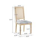 French Country Dining Chair With Rectangular Cane Backrest And Smooth Upholstered Seating
