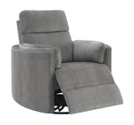 Sagen Charcoal Chenille Glider Recliner with Swivel