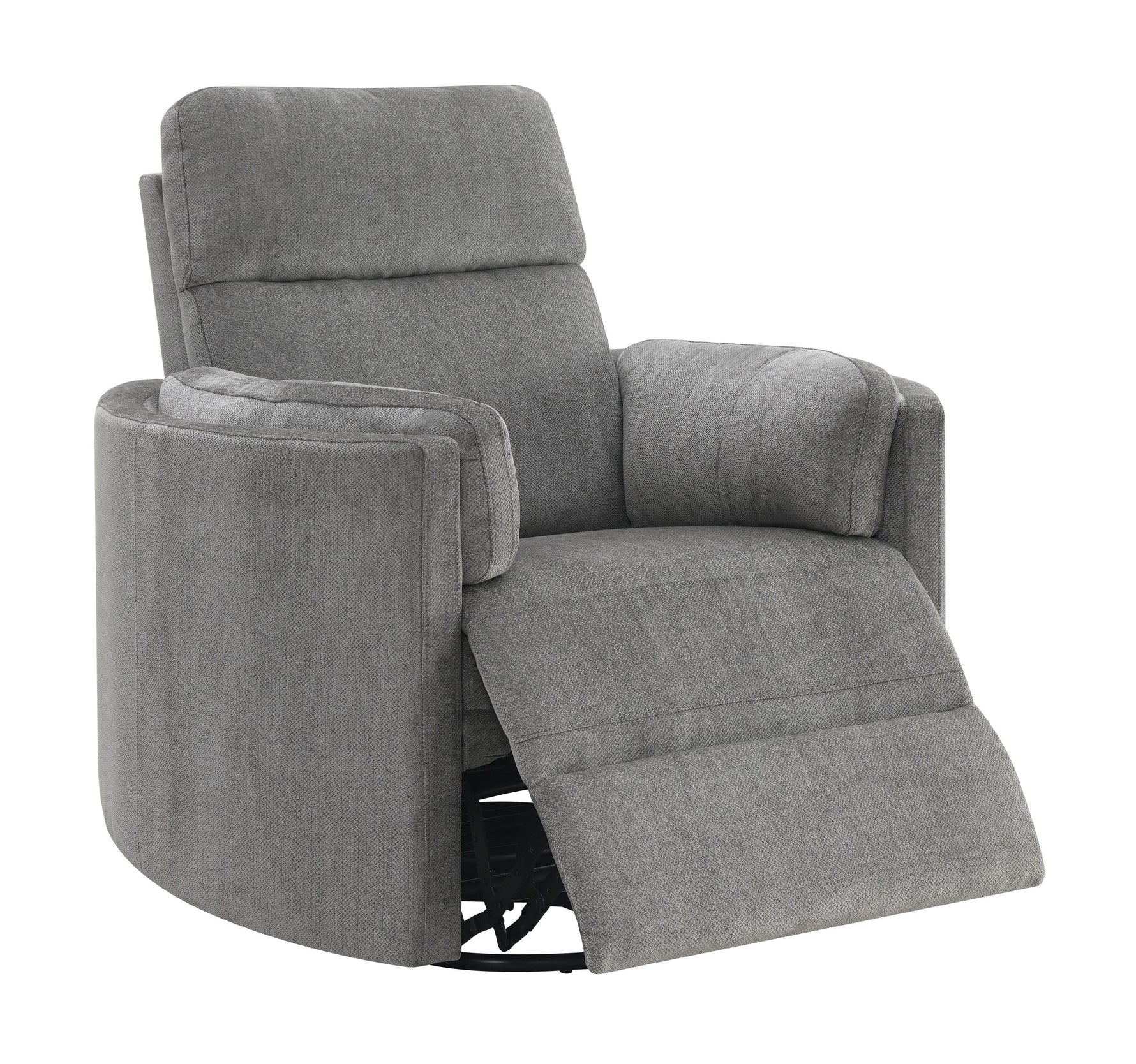 Sagen Charcoal Chenille Glider Recliner with Swivel