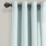 Faux Linen Grommet Window Curtain Panel Set