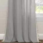 Faux Linen Tassel Window Curtain Panel
