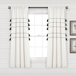 Farmhouse Boho Stripe Woven Tassel Yarn Dyed Recycled Cotton Blend Window Curtain Panel Set