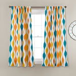 Mid Century Geo Light Filtering Window Curtain Panel Set