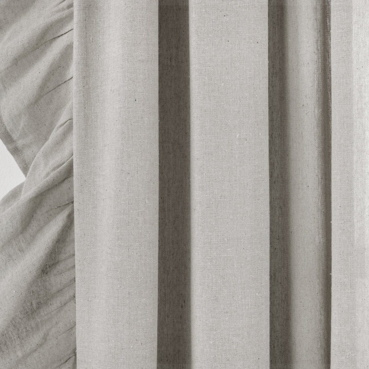 Faux Linen Ruffle Window Curtain Panel