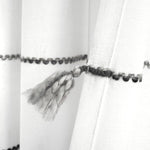 Farmhouse Boho Stripe Woven Tassel Yarn Dyed Recycled Cotton Blend Window Curtain Panel Set