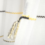Farmhouse Boho Stripe Woven Tassel Yarn Dyed Recycled Cotton Blend Window Curtain Panel Set