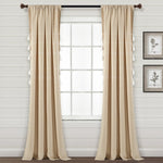 Farmhouse Boho Stripe Woven Tassel Yarn Dyed Recycled Cotton Blend Window Curtain Panel Set