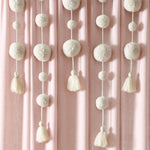 Boho Pom Pom Tassel Faux Linen Window Curtain Panel