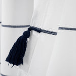 Farmhouse Boho Stripe Woven Tassel Yarn Dyed Recycled Cotton Blend Window Curtain Panel Set