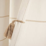 Farmhouse Boho Stripe Woven Tassel Yarn Dyed Recycled Cotton Blend Window Curtain Panel Set