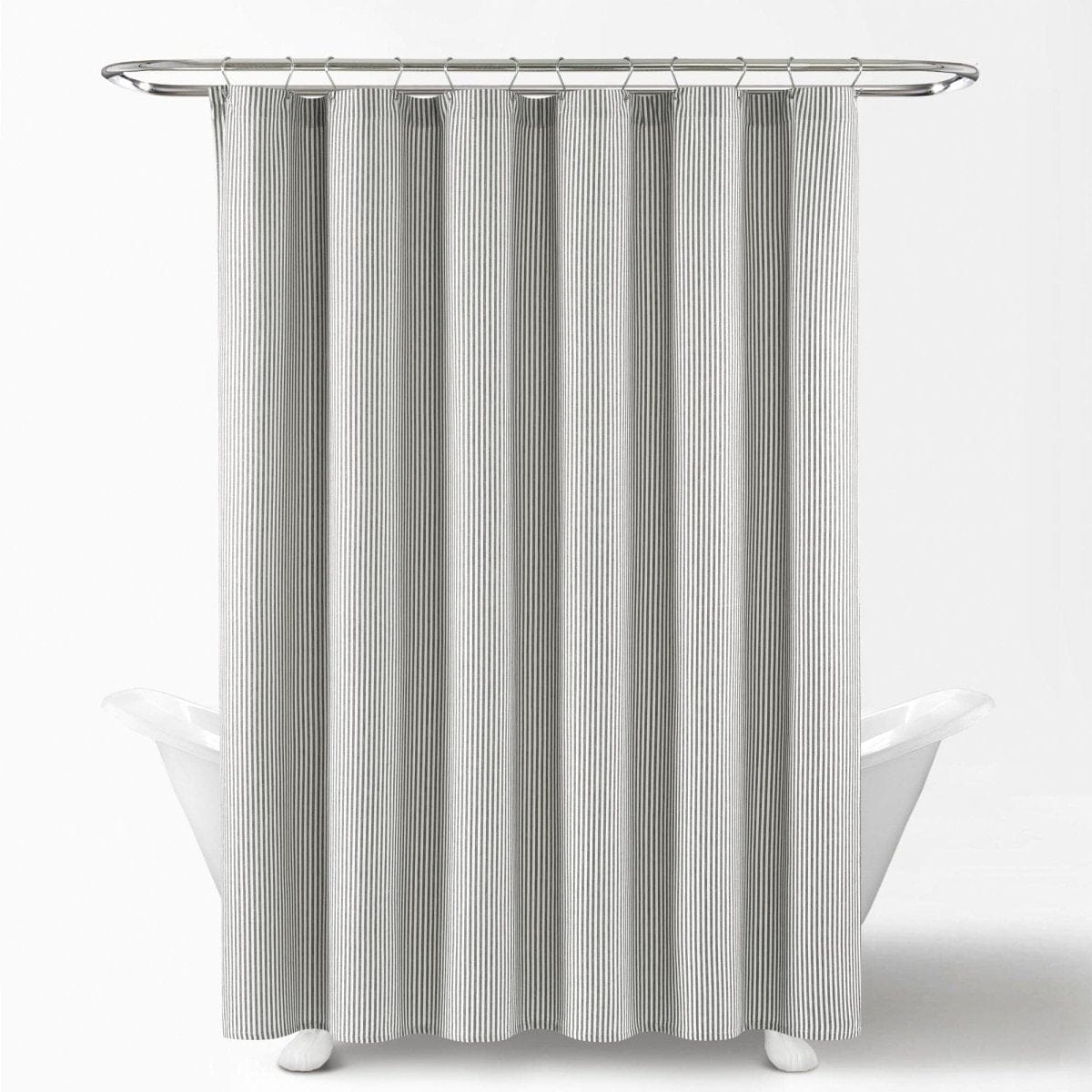 Farmhouse Vintage Stripe Yarn Dyed Recycled Cotton Blend Shower Curtain