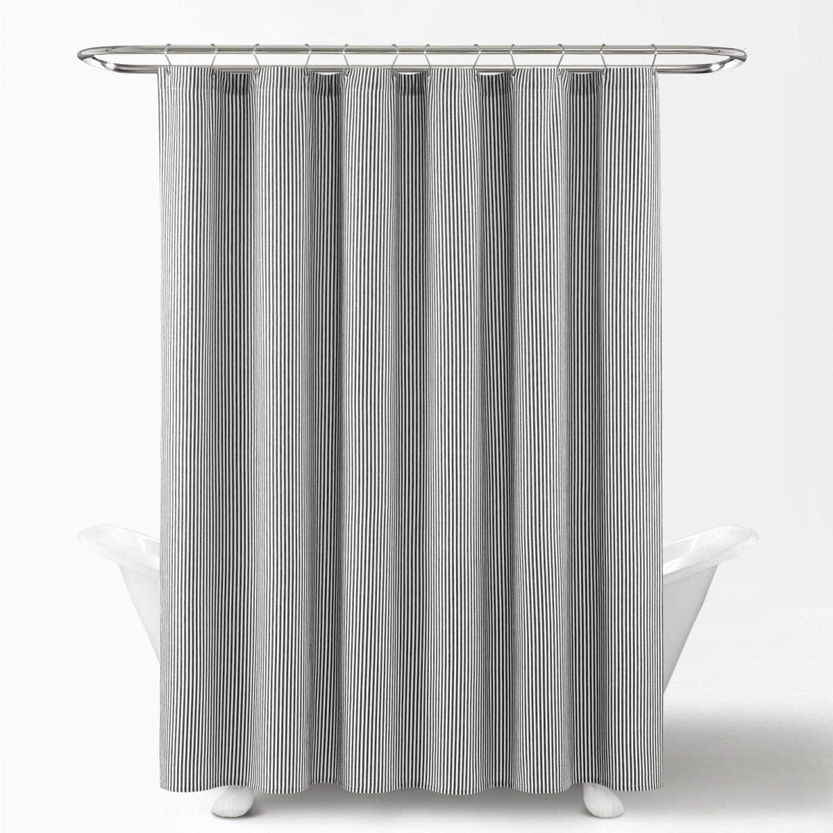 Farmhouse Vintage Stripe Yarn Dyed Recycled Cotton Blend Shower Curtain