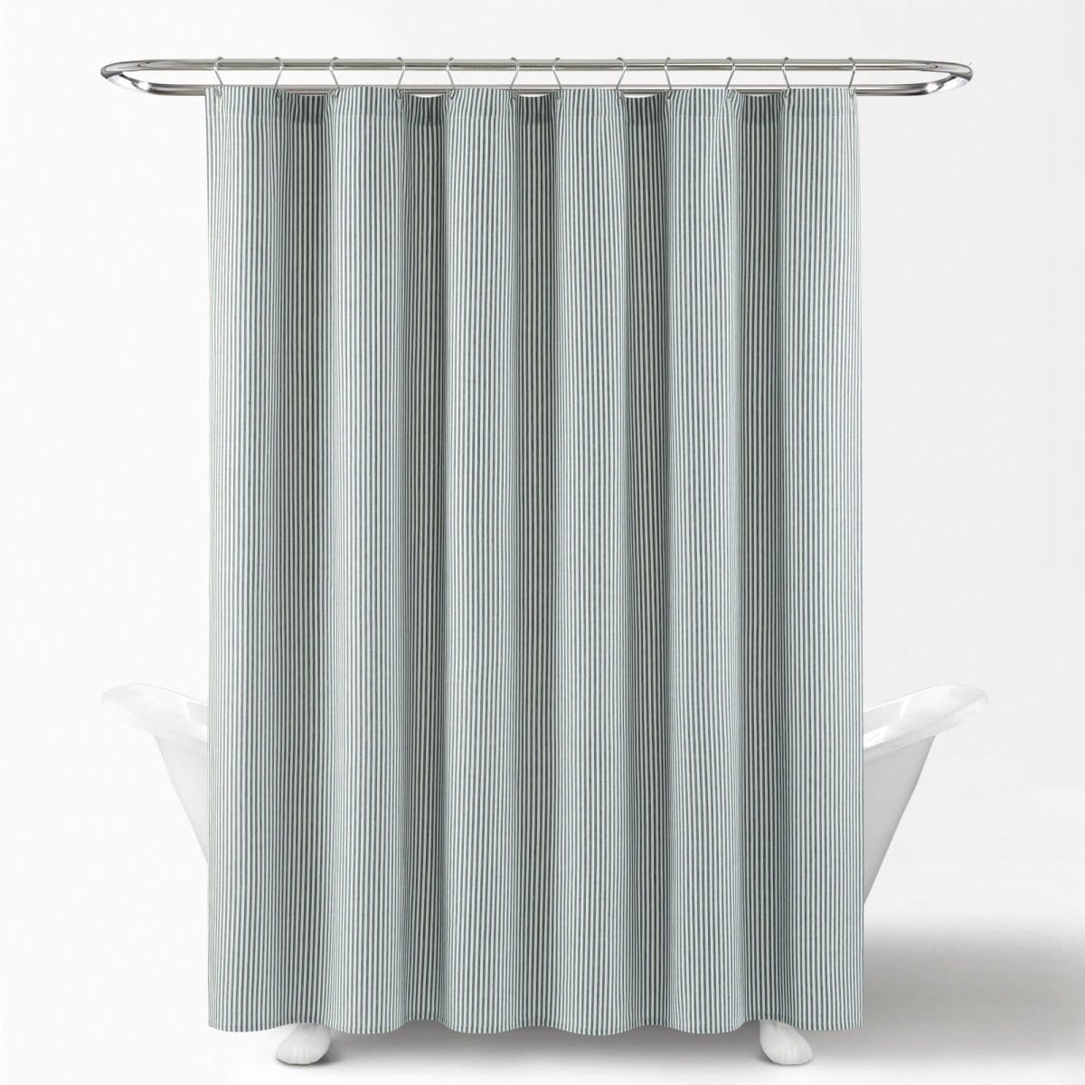Farmhouse Vintage Stripe Yarn Dyed Recycled Cotton Blend Shower Curtain