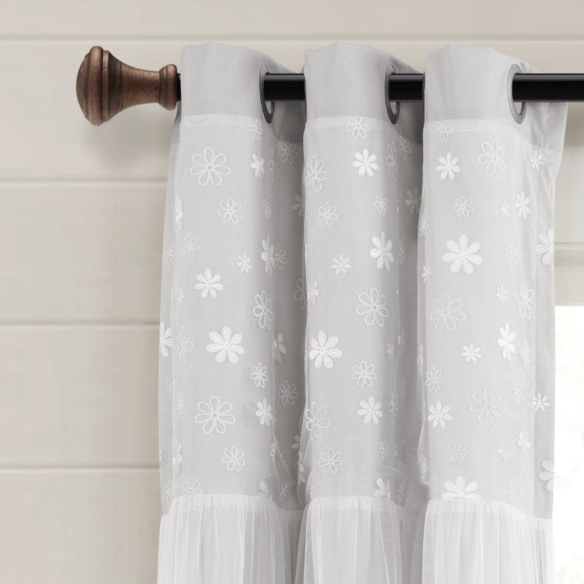 Dylin Flower Embroidery Window Curtain Panel