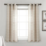 Farmhouse Textured Grommet Sheer Window Curtain Panel Set