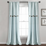 Farmhouse Button Stripe Yarn Dyed Woven Cotton Blend Window Curtain Panel Set