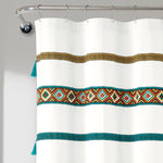 Ava Boho Stripe Tassel Yarn Dyed Recycled Cotton Shower Curtain