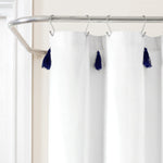 Boho Tassel Stripe Yarn Dyed Recycled Cotton Blend Shower Curtain