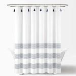 Boho Tassel Stripe Yarn Dyed Recycled Cotton Blend Shower Curtain