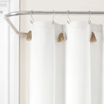Boho Tassel Stripe Yarn Dyed Recycled Cotton Blend Shower Curtain