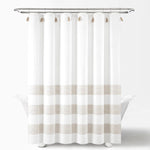 Boho Tassel Stripe Yarn Dyed Recycled Cotton Blend Shower Curtain