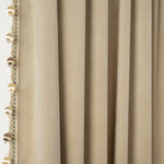 Luxury Vintage Velvet With Silky Pompom Trim Window Curtain Panel