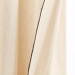 Modern Faux Linen Embroidered Edge With Attached Valance Window Curtain Panel Set