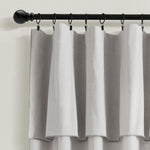 Modern Faux Linen Embroidered Edge With Attached Valance Window Curtain Panel Set