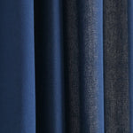 Modern Faux Linen Embroidered Edge With Attached Valance Window Curtain Panel Set