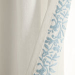 Luxury Modern Flower Linen Like Embroidery Border Window Curtain Panel