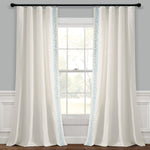 Luxury Modern Flower Linen Like Embroidery Border Window Curtain Panel