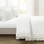 Ella Ruffle Lace 100% Cotton Duvet Cover 3 Piece Set