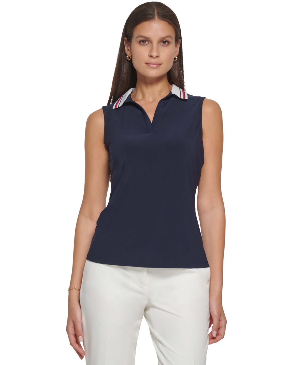 Tommy Hilfiger Women's Contrast-Collar Knit Top