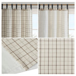 Plaid Faux Leather Tab Top Curtain Panel with Fleece Lining