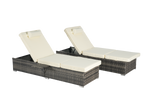Outdoor Chaise Lounge Chair Set of 2 with Storage and Cushions