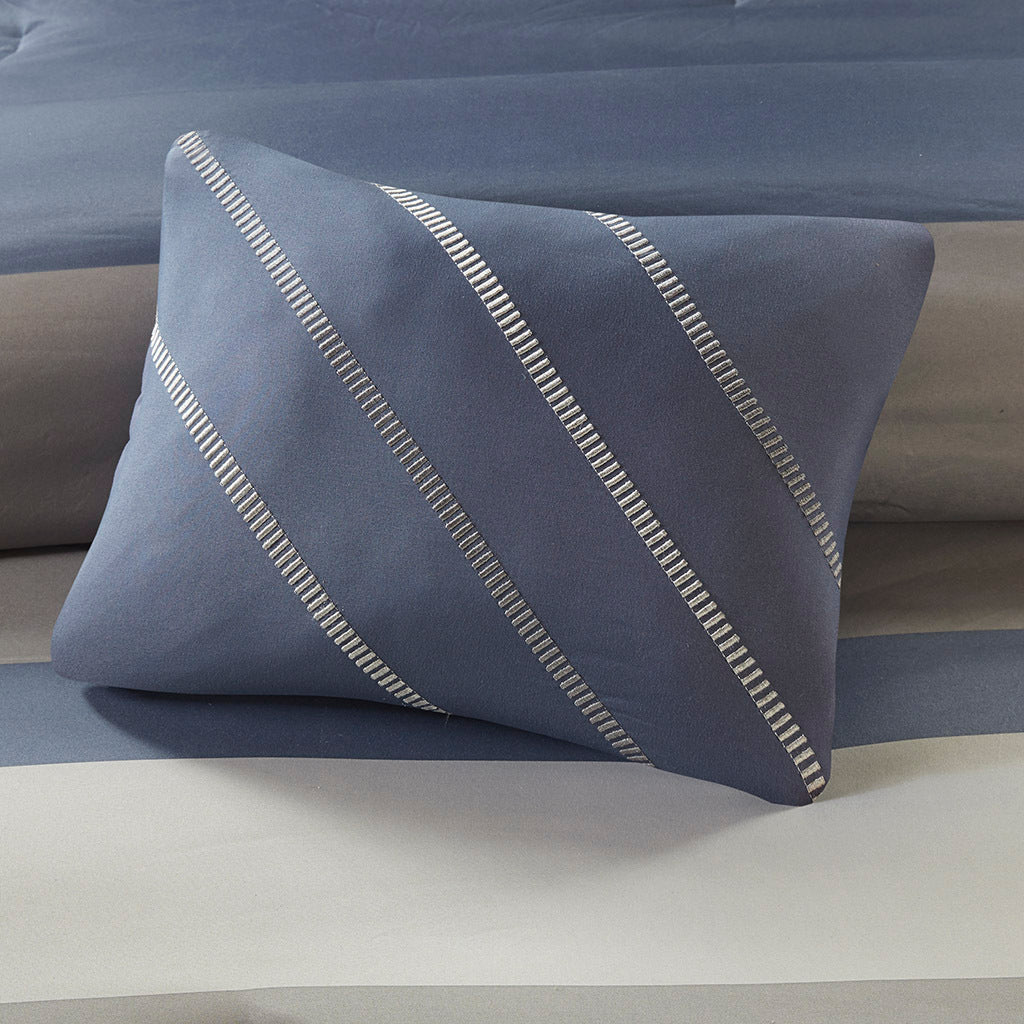 Queen Striped Comforter Set with Bed Sheets