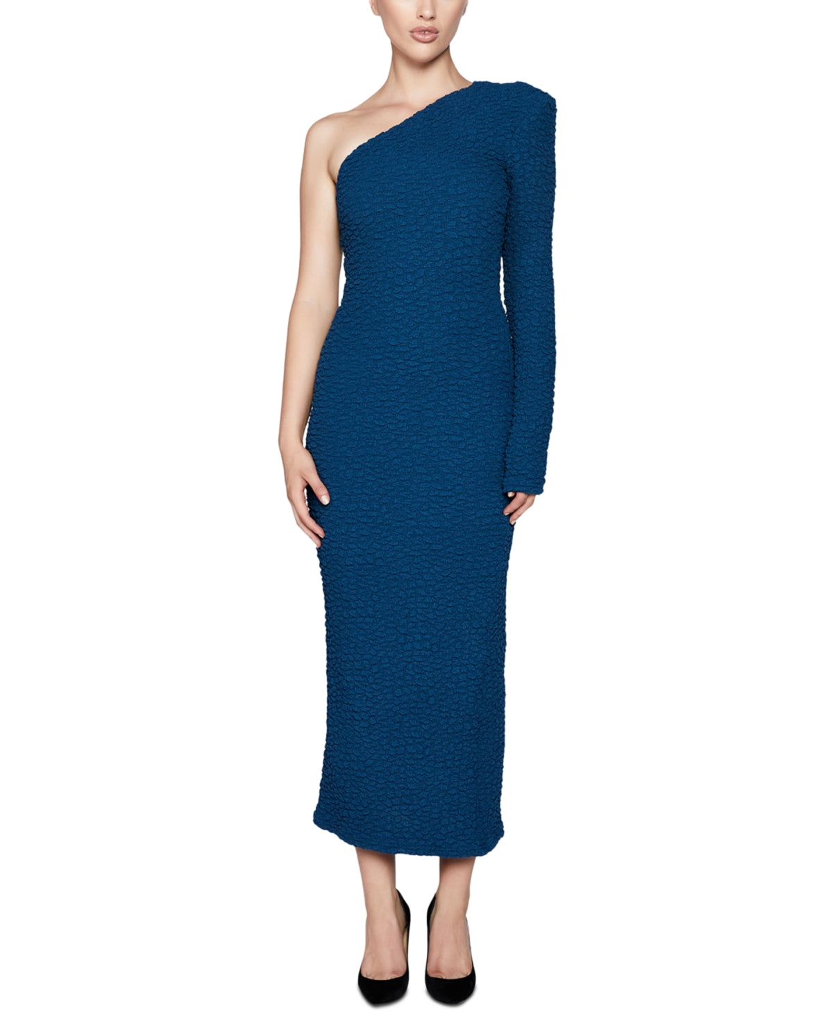 Women's One Shoulder Crinkle Sheath Dress