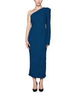 Women's One Shoulder Crinkle Sheath Dress