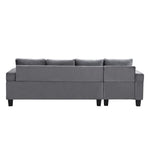 Modern Sectional Sofa Set with L Shape Chaise Lounge and Storage in Grey Velvet Fabric