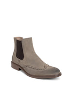 Mens Beige Perforated Wingtip Chelsea Shoes