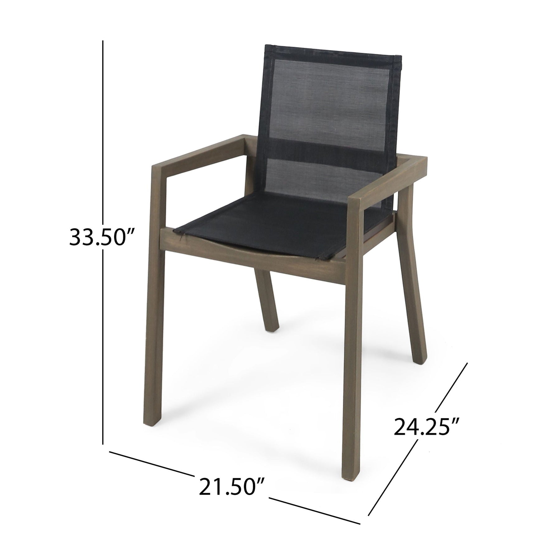Belfast Dining Chair with Acacia Wood Frame and Mesh Seating (Set of 2)