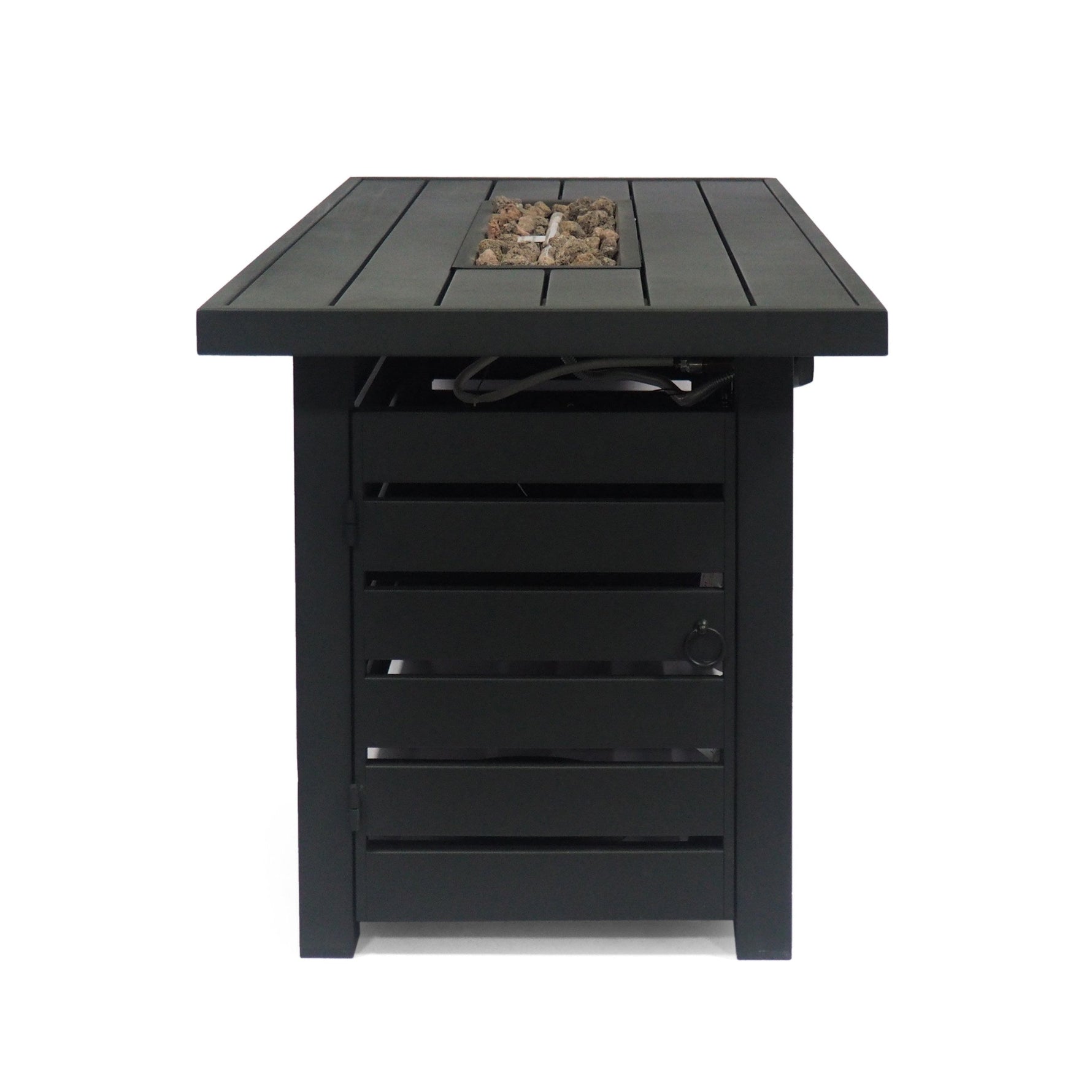 Rectangular Iron Fire Pit - 30,000 BTU - Tank Cover Inside
